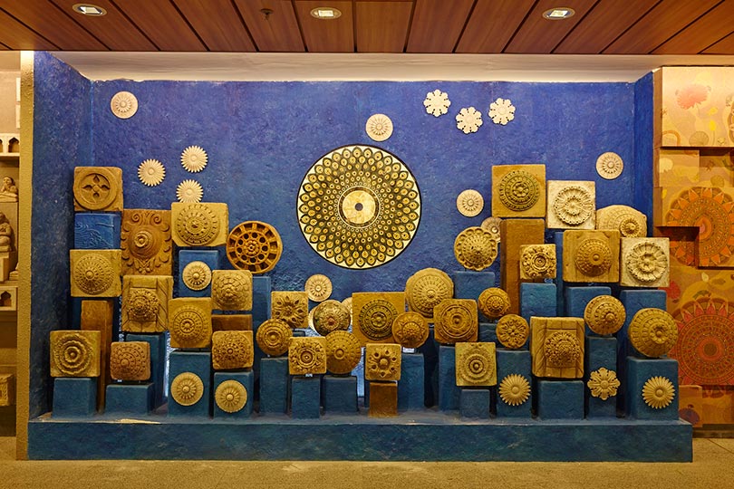 Carved lotuses of varied sizes and designs