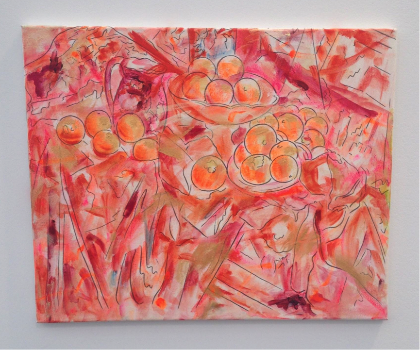 A still life by Jutta Koether on Bortolami's stand