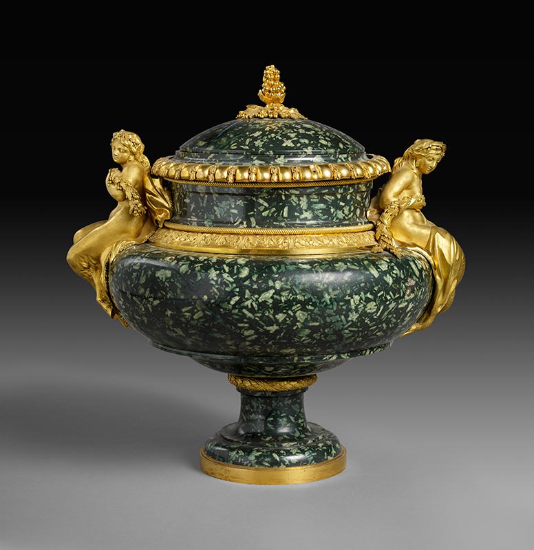 Vase in the Form of a Cassolette from the Duke of Aumont (c. 1775), Pierre Gouthière. Musée du Louvre.