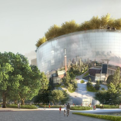 Artist's impression showing the exterior of the Public Art Depot, designed by MVRDV