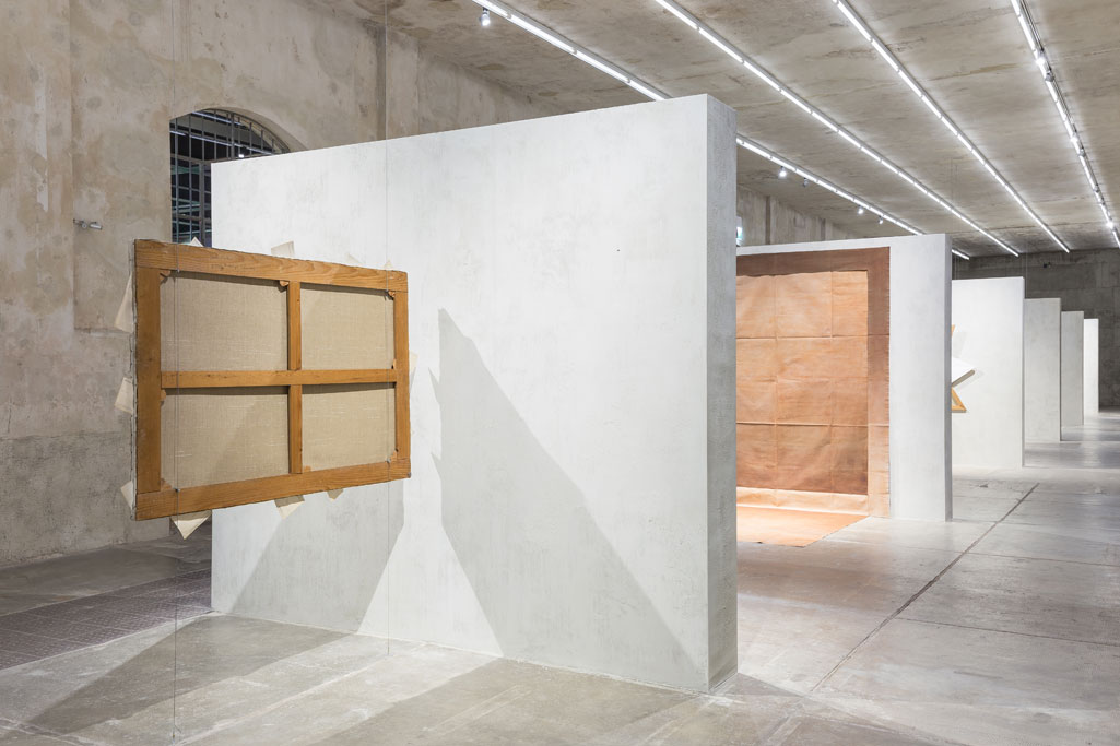 'Recto Verso' exhibition view at Fondazione Prada, Milan. Showing 'Antologia' (1974) by Giulio Paolini.