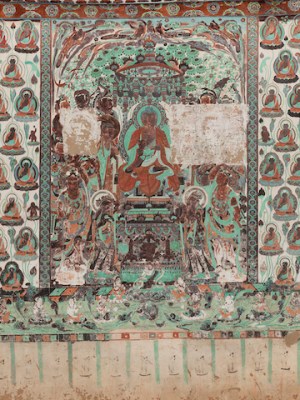 Cave 320, south wall, depiction of the Aparimitāyus Sutra