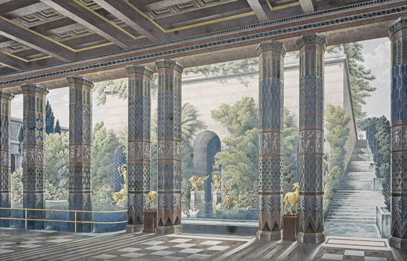 Perspective View of the Grand Pool to the North of the Imperial Garden Court, Looking Towards the Podium Housing the Crimean Museum