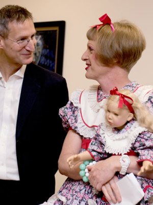South London and Maudsley CEO Matthew Patrick with Grayson Perry at the Bethlem Museum of the Mind, London.