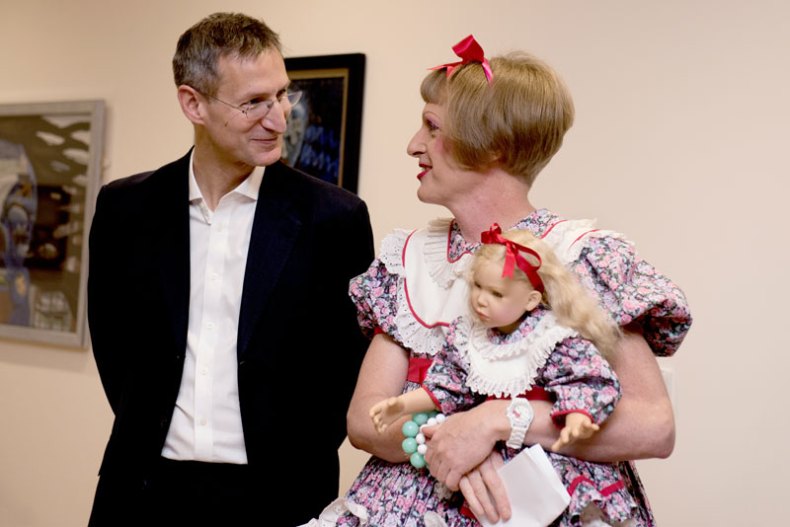 South London and Maudsley CEO Matthew Patrick with Grayson Perry at the Bethlem Museum of the Mind, London.