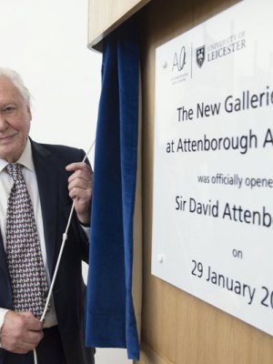 David Attenborough at the Attenborough Arts Centre for the opening of the new gallery.