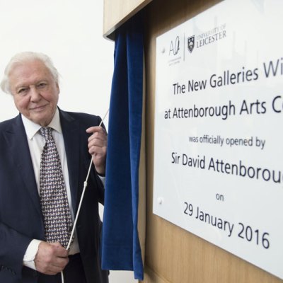 David Attenborough at the Attenborough Arts Centre for the opening of the new gallery.