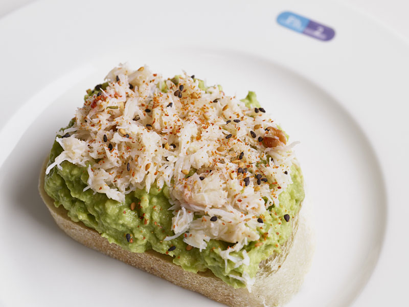 Crushed avocado on toast with chilli at Damien Hirst's Pharmacy 2