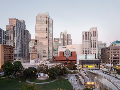The new SFMOMA, view from Yerba Buena Gardens.