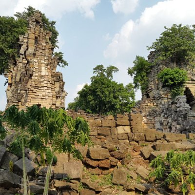 The Angkor-period temple of Banteay Top, within the Banteay Chhmar acquisition block. Lidar revealed details of a large earthen enclosure and additional temple sites and occupation areas in the vicinity of this large stone temple.
