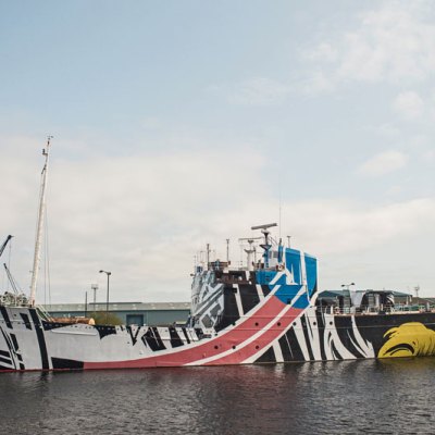 Dazzle Ship Scotland Every Woman (2016), Ciara Phillips. Photo: Ross Fraser McLean/ Studio RoRo