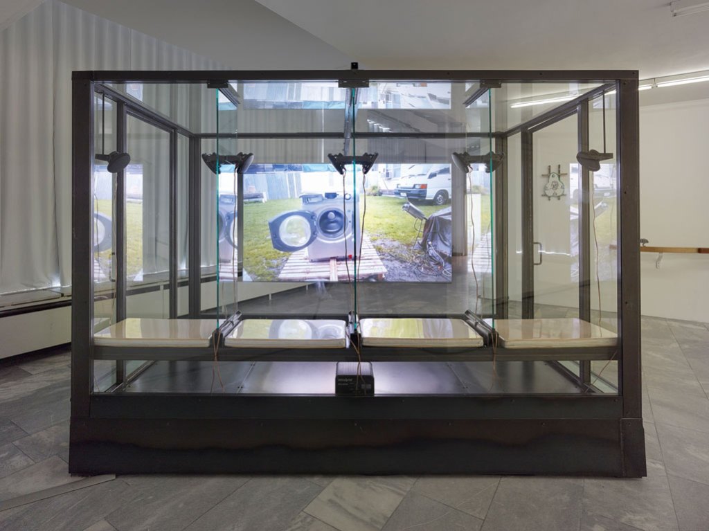 Installation view of 'Betamale Trilogy (Class Cabin)' (2015, Jon Rafman. Photo: Simon Vogel; courtesy Julia Stoschek Collecktion; © Jon Rafman/Future Gallery, Berlin