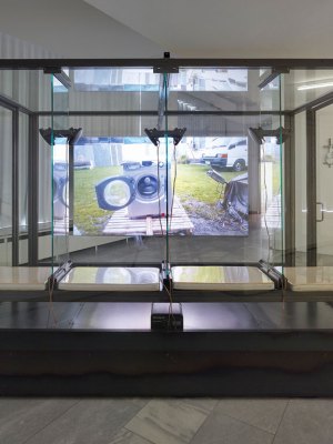 Installation view of 'Betamale Trilogy (Class Cabin)' (2015, Jon Rafman. Photo: Simon Vogel; courtesy Julia Stoschek Collecktion; © Jon Rafman/Future Gallery, Berlin
