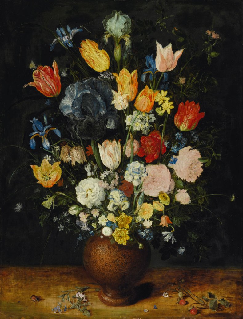 Still Life of Flowers in a Stoneware Vase (c. 1607–08), Jan Brueghel the Elder. Sotheby’s London, £3.8m. Apollo Magazine Art Market Review