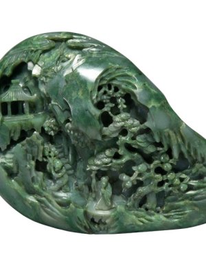 Jade boulder carved with Chinese landscape (18th century), Chinese, Qing dynasty, jade. Fitzwilliam Museum, Cambridge