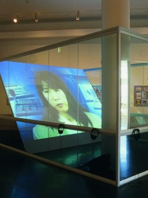 Installation view of On Translation: The Games (1996) by Antoni Muntadas at Atlanta College of Art Gallery