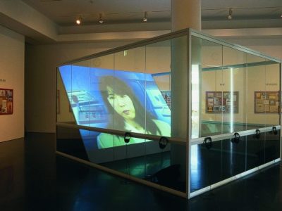 Installation view of On Translation: The Games (1996) by Antoni Muntadas at Atlanta College of Art Gallery