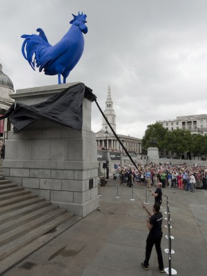 'Hahn/Cock' (2013), Katharina Fritsch, installed in on the fourth plinth in Trafalgar Square in 2013.