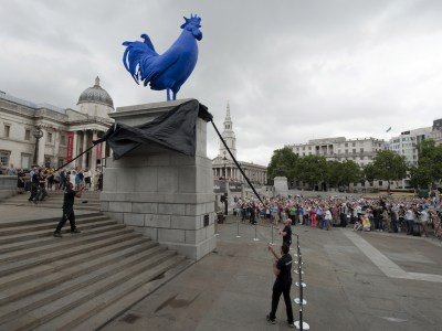 'Hahn/Cock' (2013), Katharina Fritsch, installed in on the fourth plinth in Trafalgar Square in 2013.