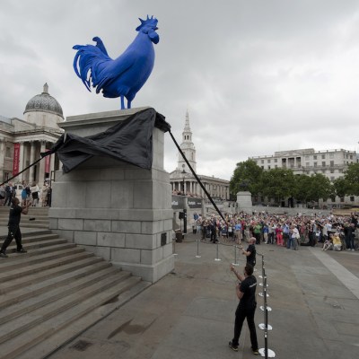 'Hahn/Cock' (2013), Katharina Fritsch, installed in on the fourth plinth in Trafalgar Square in 2013.