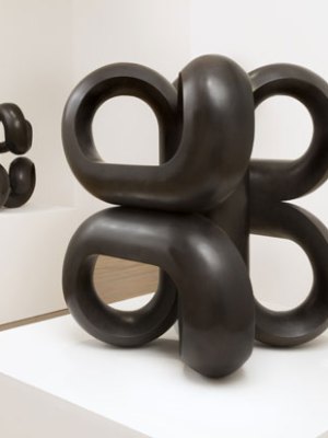 Installation view, showing Volute IV and Volute V by Paul de Monchaux, at Megan Piper, London, 2016