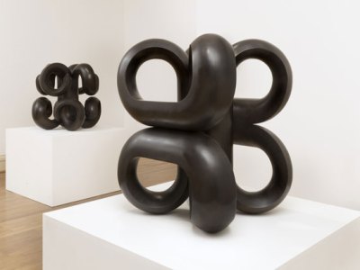 Installation view, showing Volute IV and Volute V by Paul de Monchaux, at Megan Piper, London, 2016