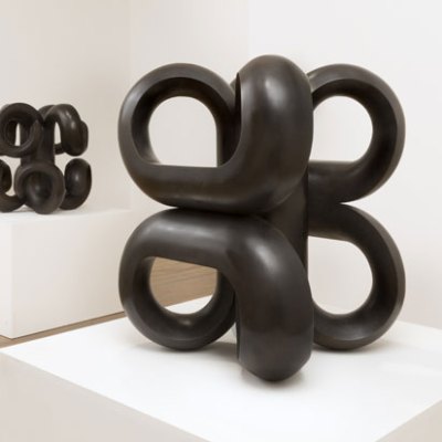 Installation view, showing Volute IV and Volute V by Paul de Monchaux, at Megan Piper, London, 2016