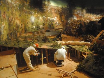 The surface of the diorama being removed from Grant Park for its transfer to the Atlanta History Center. Photo: © Atlanta History Center