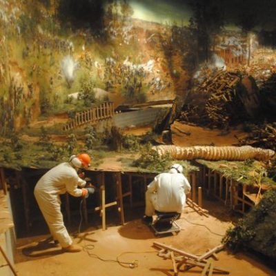 The surface of the diorama being removed from Grant Park for its transfer to the Atlanta History Center. Photo: © Atlanta History Center