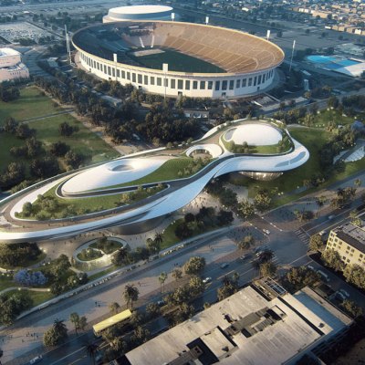 Rendering of the George Lucas Museum of Narrative Art, which will be located in LA’s Exposition Park