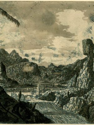 Landscape with a waterfall, second version, British Museum, London, courtesy the Trustees of the British Museum, London