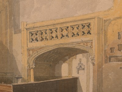Norwich Cathedral: the North aisle of the choir (detail) (c. 1807–11), John Sell Cotman. Lowell Libson, around £200,000