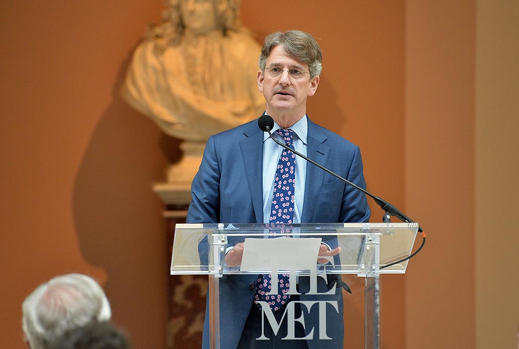 Metropolitan Museum director Thomas P. Campbell (pictured here speaking at the opening of the exhibition 'Manus x Machina' in 2016), has been awarded the second annual Getty Rothschild Fellowship.
