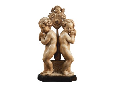 Two music-making putti with a winged putto (c. 1520–30), Alonso Berruguete. Colnaghi, around €1.5m–€2m