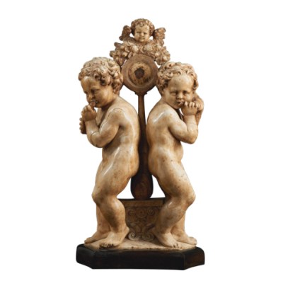 Two music-making putti with a winged putto (c. 1520–30), Alonso Berruguete. Colnaghi, around €1.5m–€2m