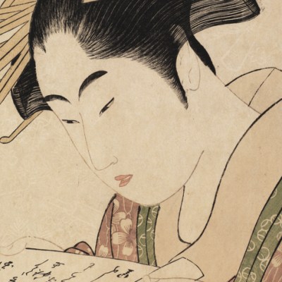 Mu Tamagawa (The Six Jewel Rivers), Kinuta Tamagawa (detail) (c. 1795–96), Kitagawa Utamaro. Galerie Tanakaya, price on application