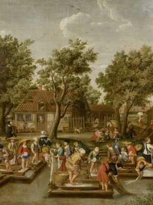 Washing Day: Women washing linen by the ramparts of Christianshavn, Copenhagen (c. 1660), Wolfgang Heimbach. Rafael Valls, price on request