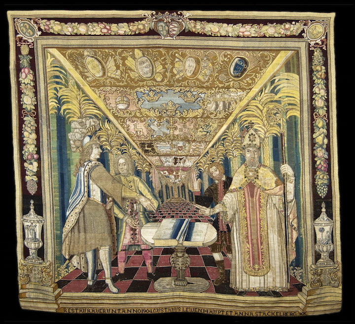 Maria Aurora and Amélie Wilhelmine von Königsmarck, swearing in representatives of the Bible and Swedish law (c. 1690) © Östergötlands Museum, Linköping