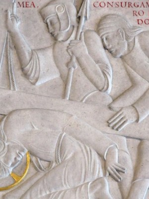 Station IX from the Stations of the Cross (1913–18), Eric Gill. Westminster Cathedral, London