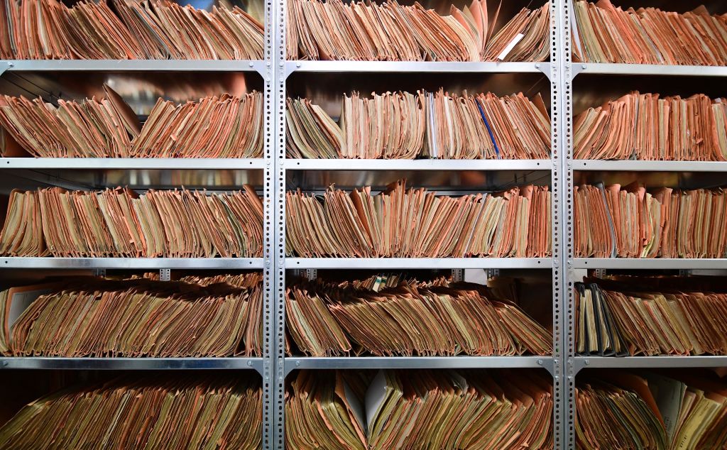 The records of the Stasi, former East German secret police, are stored at the Stasi Museum, in Berlin. (Photo: 21 February, 2017).