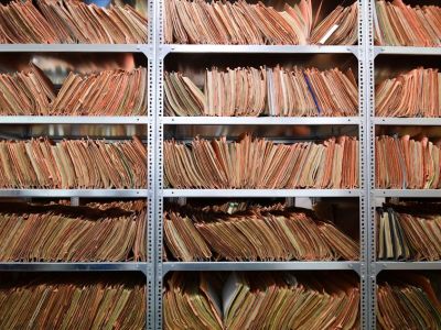 The records of the Stasi, former East German secret police, are stored at the Stasi Museum, in Berlin. (Photo: 21 February, 2017).