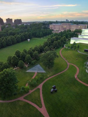 Aerial view of the museum. Courtesy the Nelson-Atkins Museum of Art