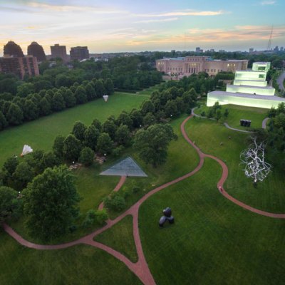 Aerial view of the museum. Courtesy the Nelson-Atkins Museum of Art