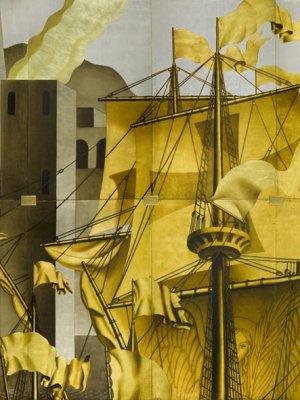 Eight Panels from 'The Birth of Aphrodite' mural from the Grand Salon of the S.S. Normandie (c. 1934), Jean Dupas. Estimate in the region of $1 million. Image courtesy Sotheby's