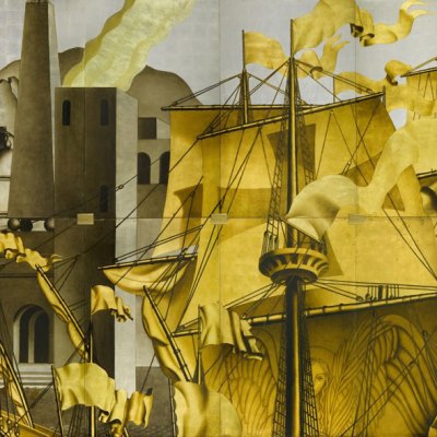 Eight Panels from 'The Birth of Aphrodite' mural from the Grand Salon of the S.S. Normandie (c. 1934), Jean Dupas. Estimate in the region of $1 million. Image courtesy Sotheby's
