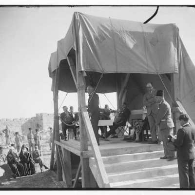 Sir John Chancellor laying the foundations stone of the Rockefeller Museum in Jerusalem, June 1930. Library of Congress Prints and Photographs Division, Washington, D.C.