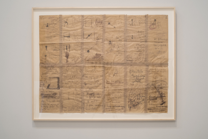 Atelierul: Scenariul (The studio: The film script) (1978), Geta Brătescu. Museum of Modern Art, New York. Installation view, Neue Galerie, Kassel, Documenta 14. Photo: Mathias Völzke