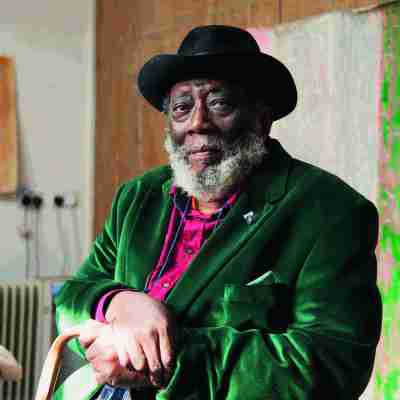 Frank Bowling, photographed in his studio in London in April 2017.