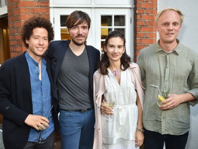 Michael Armitage, Eugenio Re Rebaudengo, Olga Donskova and Nick Goss at the Apollo summer party 2017. Photo © Nick Harvey