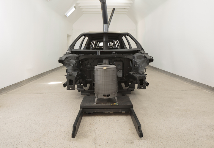 Installation view of Brenner (2017), Michael Sailstorfer. Courtesy Jupiter Artland